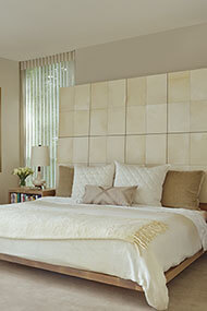 White block squares bed headboard