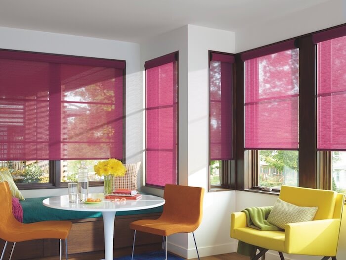 A modern take on complementary colors. Shown with Designer Roller Shades.