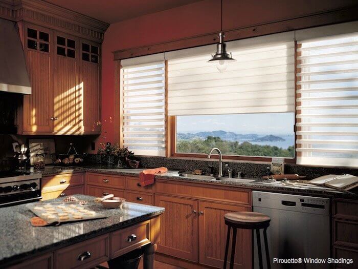 Pirouette Window Shadings - Linen Chamomile in Kitchen